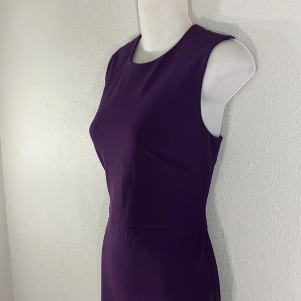 NWT DKNY purple faux leather detail sheath dress X1
